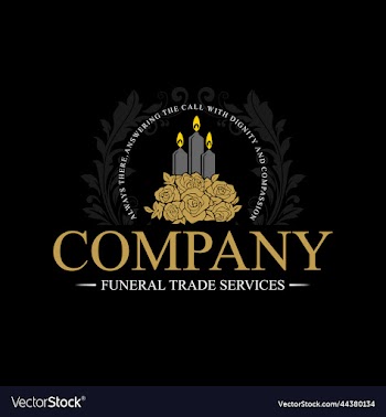 funeral service logo with candle and flower