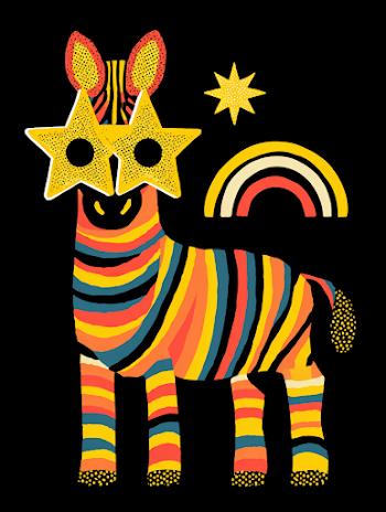 Funky Colorful Zebra Illustration