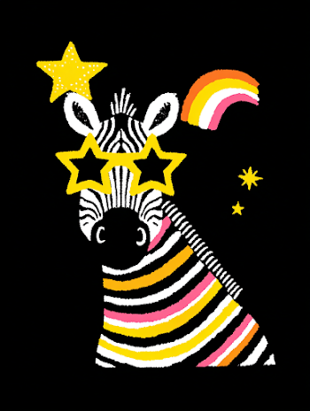 Funky Colorful Zebra with Sunglasses
