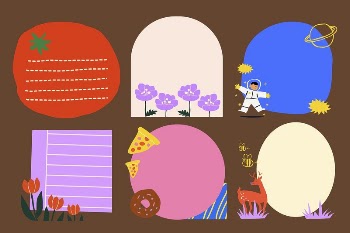 Funky doodle frame backgrounds set | Free PSD - rawpixel