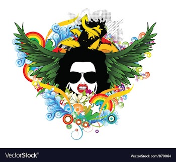 Funky face emblem vector image