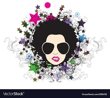 Funky face with floral vector image
