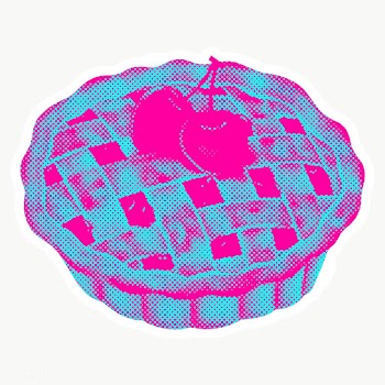 Funky halftone cherry pie sticker overlay | Free  transparent png - 2342251