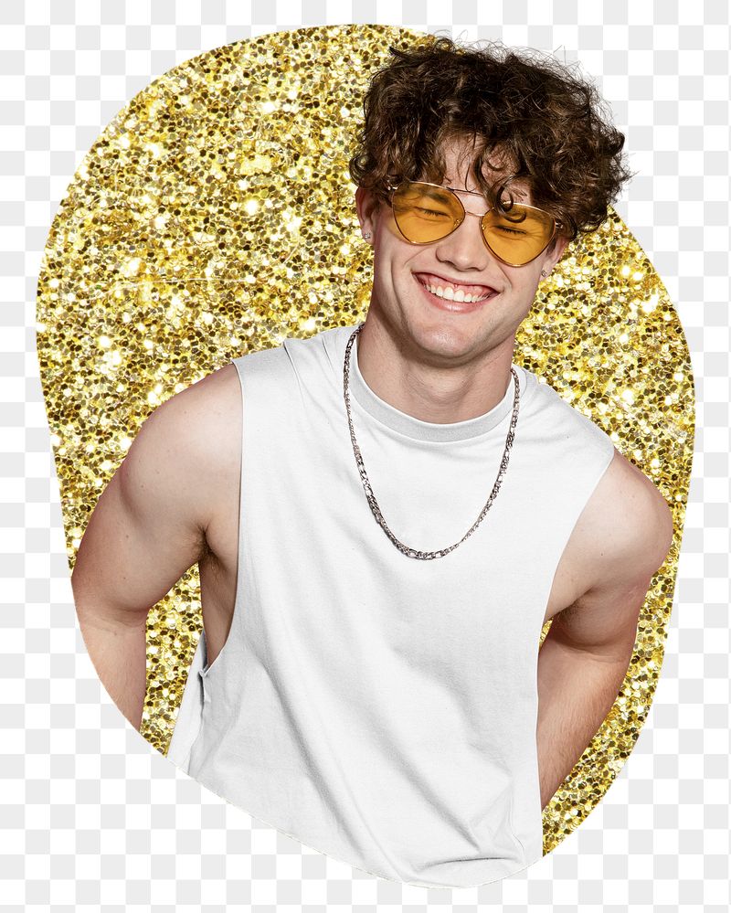 Funky man png sticker, gold | Free PNG - rawpixel