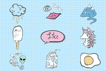 Funky psd doodle cartoon teen sticker set