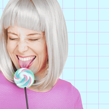 Funky woman licking lollipop, colorful | Free Photo - rawpixel