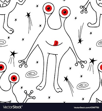 funny alien seamless pattern