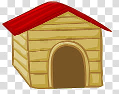 Funny Animals, yellow and red dog house transparent background PNG clipart