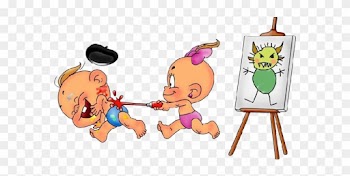 Funny Baby Girl And Boy - Cartoon Baby Boy And Girl Funny