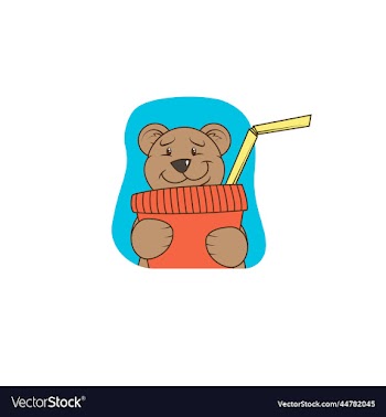 funny bear with a paper cup