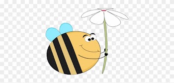 Funny Bee And A White Flower - Funny Flowers Clip Art