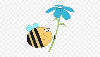Funny Bee With A Blue Flower - Bee On Flower Funny