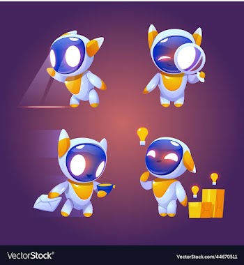funny cartoon friendly robot character
