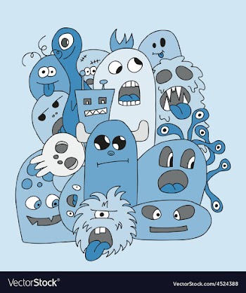 Funny cartoon monsters card vector image