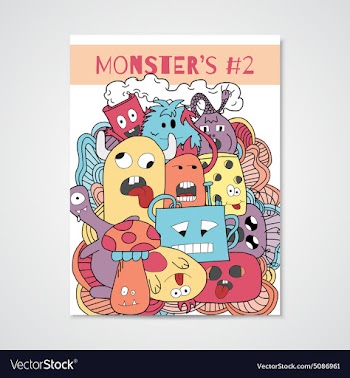 Funny cartoon monsters poster vector image