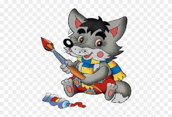 Funny Cartoon Wolf Holding Paint Brush - Ink Brush