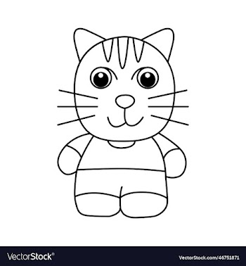 funny cat cartoon coloring page