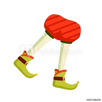 Funny christmas elf feet flat vector illustration