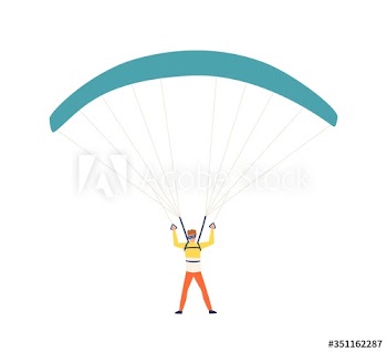 Funny colorful man enjoying parachuting sport vector flat illustration