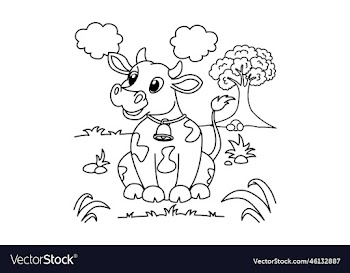 funny cow cartoon coloring page
