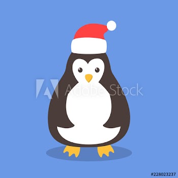 Funny cute christmas penguin in santa hat