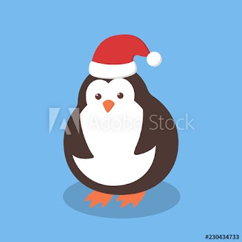 Funny cute christmas penguin in santa hat