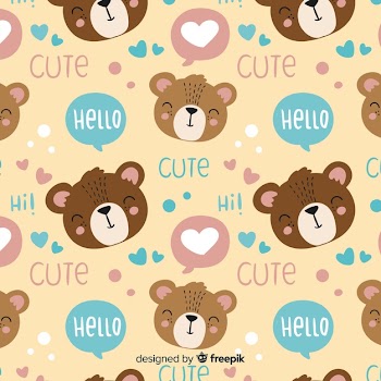 Funny doodle animals and words pattern