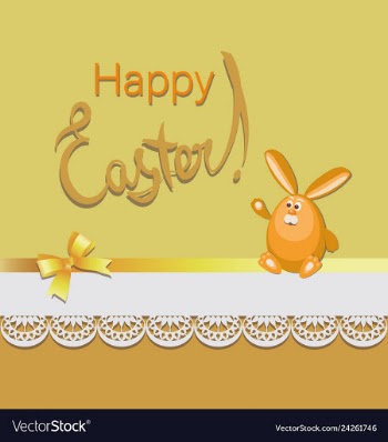 Funny easter hare on a yellow-orange background vector image