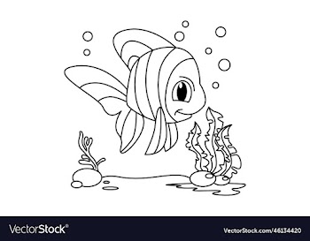 funny fish cartoon coloring page