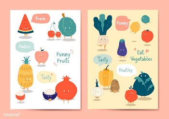 Funny fruits and vegetables vector set | Free stock vector - 538680