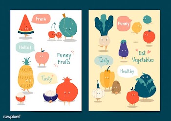 Funny fruits and vegetables vector set | Free stock vector - 538682