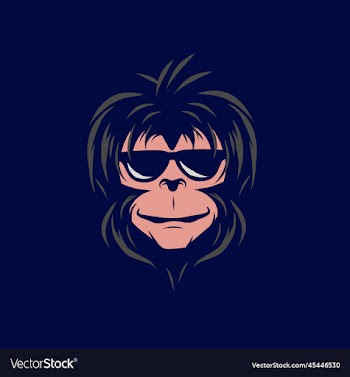 funny funky monkey line pop art logo colorful