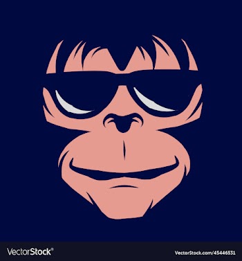 funny funky monkey line pop art logo colorful