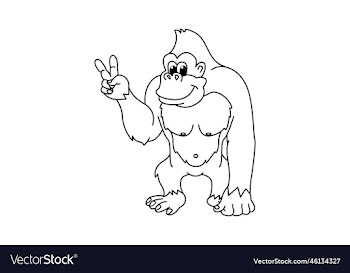 funny gorilla cartoon coloring page