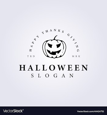 funny halloween pumpkin face logo linear
