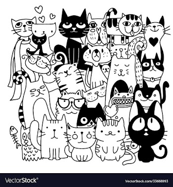 funny hand drawn cats animals with adorable