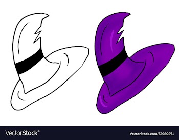 funny hand drawn halloween purple witch hat