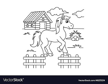 funny horse cartoon coloring page