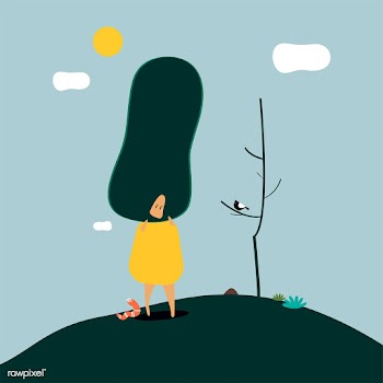 Funny illustration of a woman wearing tree le.. | Free stock vector - 462126