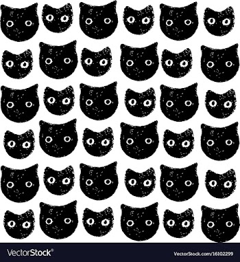 Funny kitten pattern hand drawn art vector image