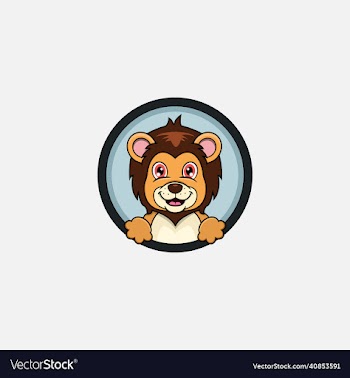 funny lion head character design perfect
