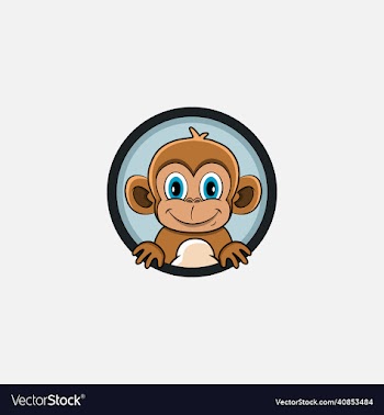 funny monkey head character design perfect