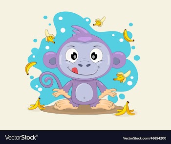 funny monkey with bananas little monkey