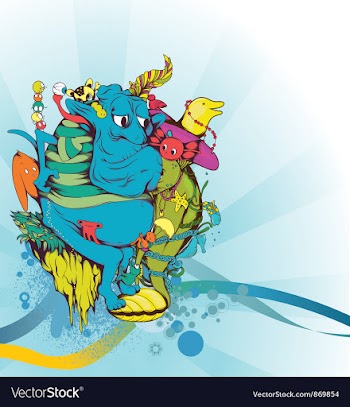 Funny monsters background vector image
