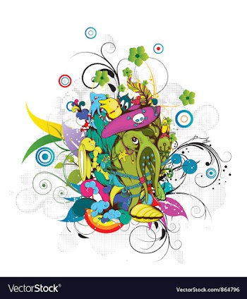Funny monsters with floral vector image
