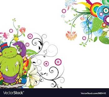 Funny monsters with floral vector image