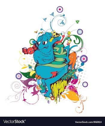 Funny monsters with floral vector image