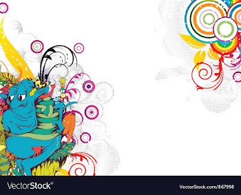 Funny monsters with floral vector image