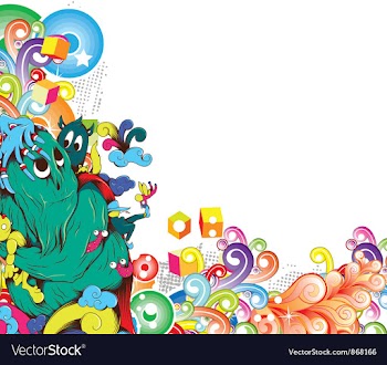 Funny monsters with floral vector image
