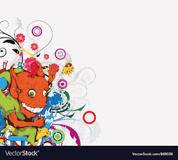 Funny monsters with floral vector image